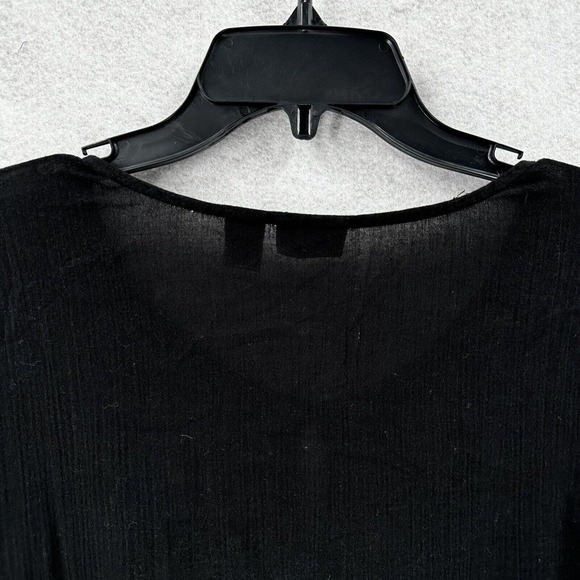 Chicos Top 3 (XL) Pullover Gauzy Sheer Black Elastic Waist Sequins Beaded Blouse - Picture 12 of 16